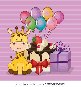 happy birthday card with cute giraffe