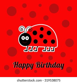 Happy Birthday Card Cute Lady Bug Stock Illustration 324546737