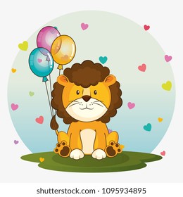 happy birthday card with cute lion