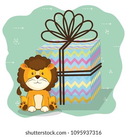 happy birthday card with cute lion
