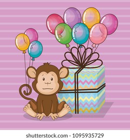 happy birthday card with cute monkey