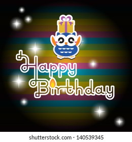 happy birthday card with cute owl
