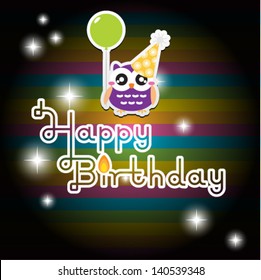 happy birthday card with cute owl
