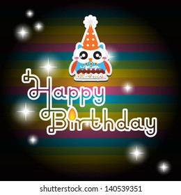 happy birthday card with cute owl