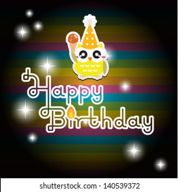 happy birthday card with cute owl