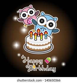 happy birthday card with cute owl
