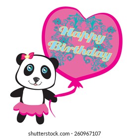 Happy birthday card - Cute panda with balloon