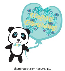 Happy birthday card - Cute panda with balloon