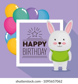 happy birthday card with cute rabbit
