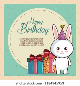 happy birthday card with cute rabbit