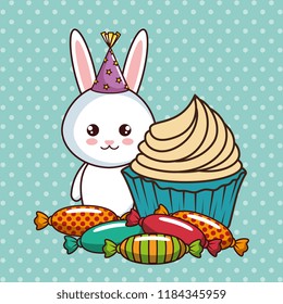 happy birthday card with cute rabbit