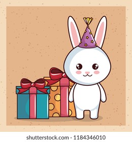 happy birthday card with cute rabbit
