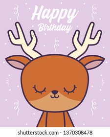 happy birthday card with cute reindeer