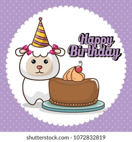 happy birthday card with cute sheep