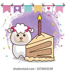happy birthday card with cute sheep