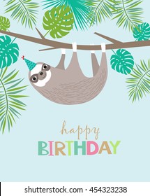 Happy Birthday Card With Cute Sloth