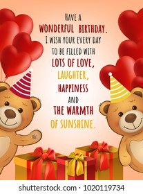 Happy Birthday Card Cute Teddy Bear Stock Vector (Royalty Free ...