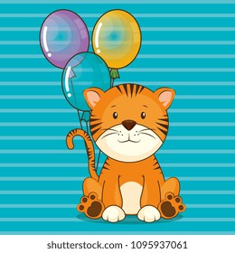 happy birthday card with cute tiger