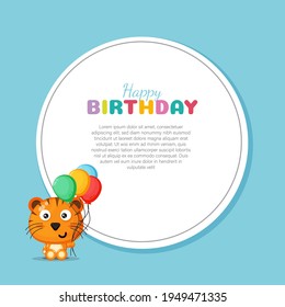 Happy birthday card with cute tiger