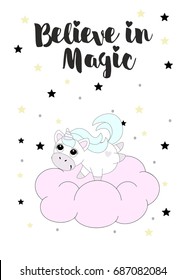 Happy birthday card with cute unicorn icon over white background. colorful design. vector illustration