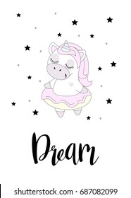 Happy birthday card with cute unicorn icon over white background. colorful design. vector illustration
