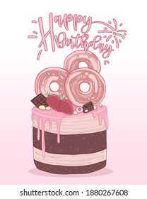 Happy birthday card decorated with cake pictures