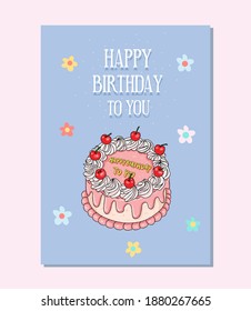 Happy birthday card decorated with cake pictures