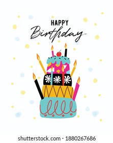 Happy birthday card decorated with cake pictures