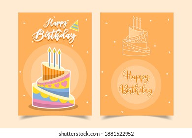 Happy birthday card decorated with cake pictures