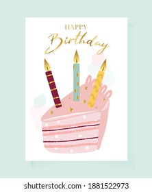 Happy birthday card decorated with cake pictures