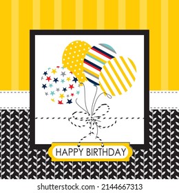 Happy birthday card design with balloons