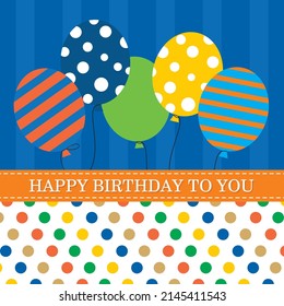 Happy birthday card design with balloons