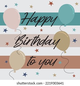 Happy birthday card design with balloons and text