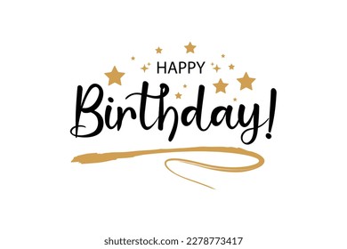 Happy Birthday card design. Beautiful greeting poster with text word. Hand drawn design elements. Handwritten modern brush lettering vector