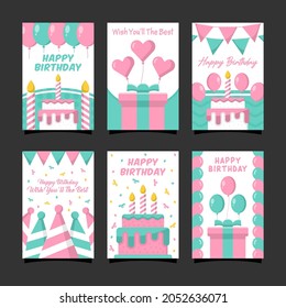 Happy Birthday Card Design Collection Stock Vector (Royalty Free ...