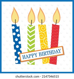 Happy birthday card design with colorful candles