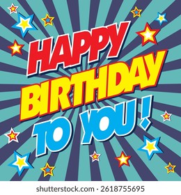 Happy birthday card design with colorful lettering