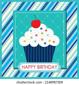 Happy birthday card design with cup cake