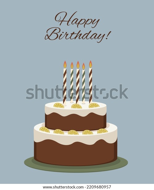 Happy Birthday Card Design Cute Cake Stock Vector (royalty Free 