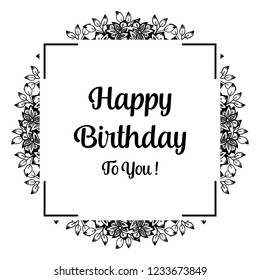 Happy birthday card design with floral vector illustration