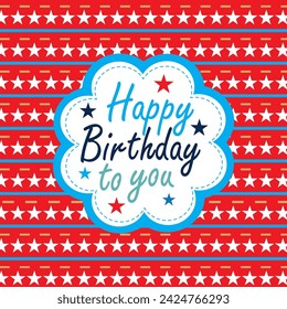 Happy birthday card design with lettering and stars pattern