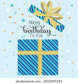 Happy birthday card design with lettering and gift box