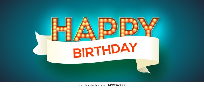 Happy Birthday Card Design Retro Fonts Stock Vector (Royalty Free ...