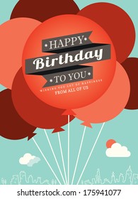 Happy Birthday Card Design Template Balloon Illustration