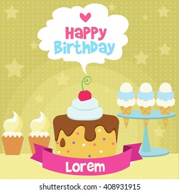 Happy Birthday card design template with image of birthday candy bar.