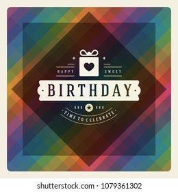 Happy Birthday card design vector illustration. Typographic birthday badge or label on textured background.