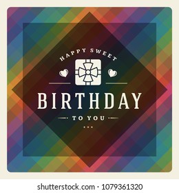Happy Birthday card design vector illustration. Typographic birthday badge or label on textured background.