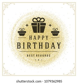 Happy Birthday card design vector illustration. Typographic birthday badge or label on textured background.