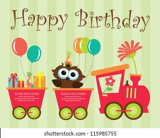 Happy Birthday Card Design. Vector Illustration