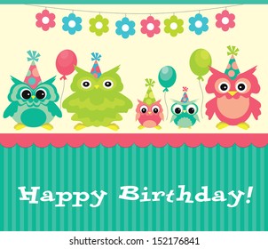 Happy Birthday Lovely Vector Card Funny Stock Vector (Royalty Free ...